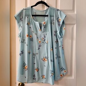 Estefany Lace Detail Split Neck Blouse